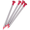 four carbon core tent stakes with red tips and a red top 