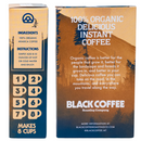 back and side of package for Organic medium roast instant coffee by Black Coffee Co. 