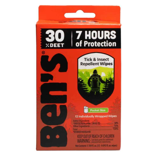 Insect Repellent wipes individually packaged by Ben's