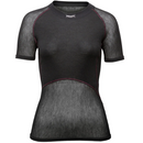 front view of mesh t-shirt with solid-knit chest inlay 